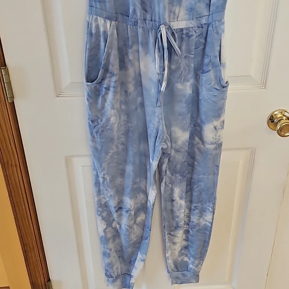 Prettygarden Sz S Blue Tie-Dye Jumpsuit - Picture 5 of 9